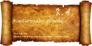 Kupferstein Aladár névjegykártya